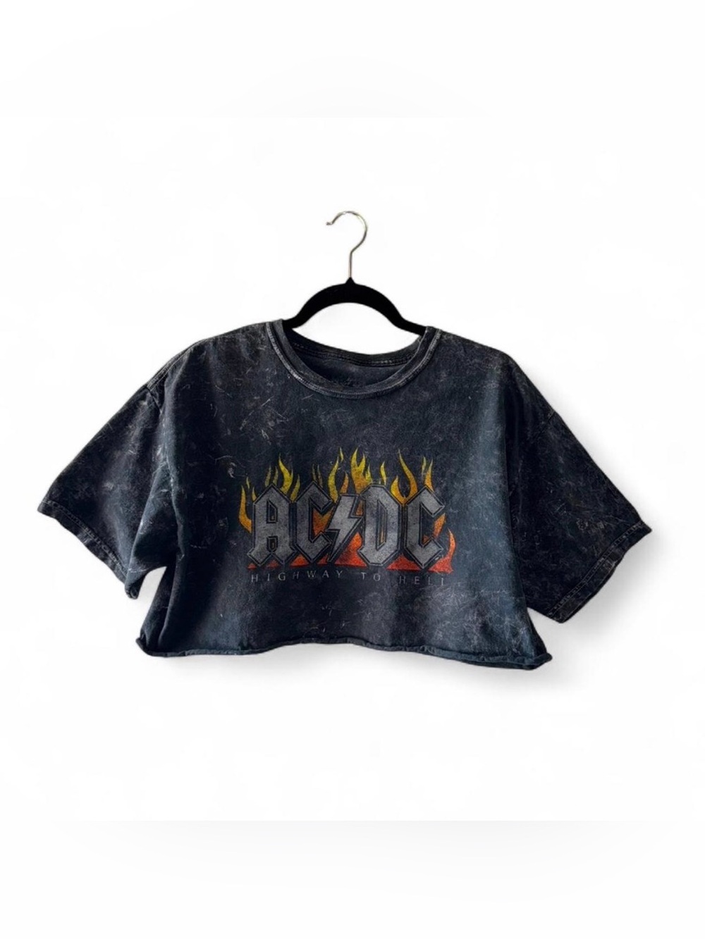 AC/DC black cropped tee Size M/L